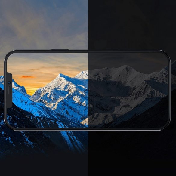 Baseus teljes képernyős edzett üveg iPhone 12 Pro Max hangszóró védelemmel 0,4 mm + rögzítő készlet fólia