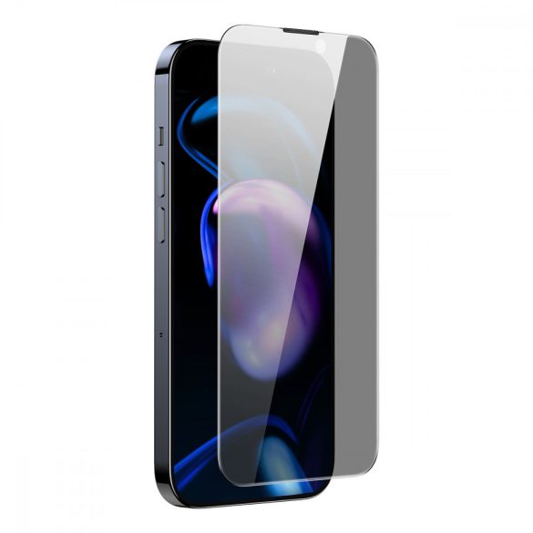Baseus Privacy edzett üveg iPhone 14 Pro teljes képernyős 0,4 mm-es adatvédelmi szűrő Anti Spy + szerelési készlet fólia