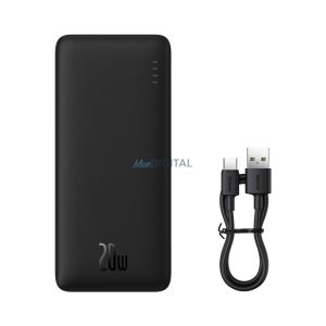 Baseus Airpow powerbank 1xUSB-A és 1xUSB-C csatlakozással + USB-A - Type-C kábellel 30 cm 10000mAh 20W 3A PD - fekete