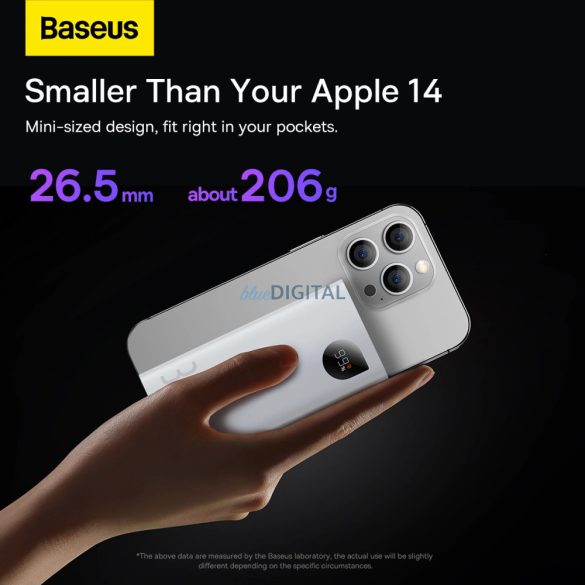 Baseus Adaman2 power bank digitális kijelző 2x USB-A / 1x USB-C 10000mAh 30W - fehér