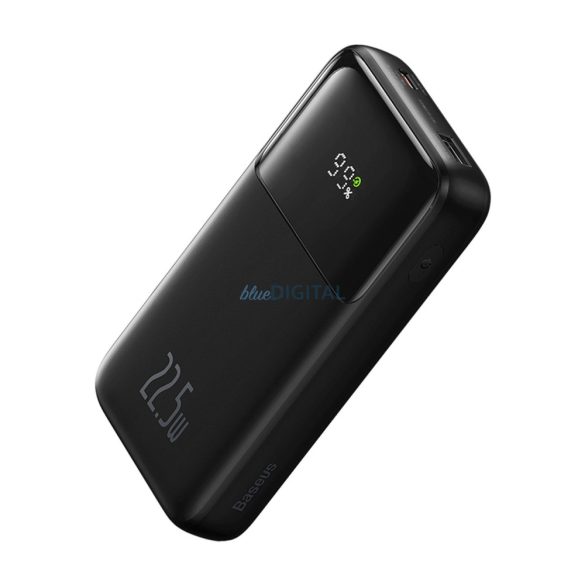 Baseus Comet Series powerbank kijelzővel 10000mAh 22.5W - fekete 1xUSB-A és 1xUSB-C bemenettel + beépített Type-C és Lightning kábellel + USB-A - Type-C kábellel (fekete, 30 cm)