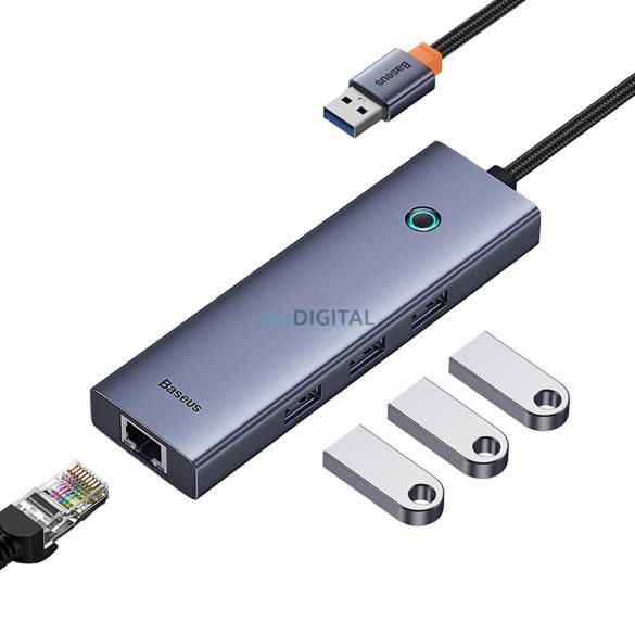 Baseus UltraJoy 4in1 USB-A hub 3 x USB-A 3.0 + RJ45 - Szürke