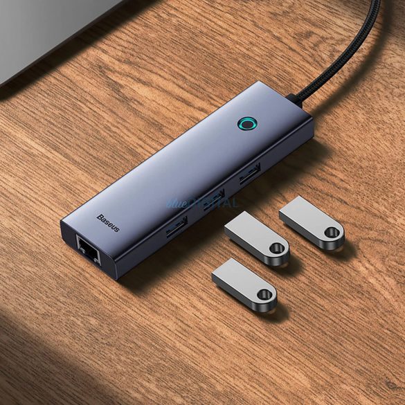 Baseus UltraJoy 4in1 USB-A hub 3 x USB-A 3.0 + RJ45 - Szürke