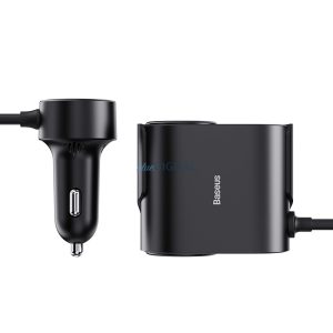 Baseus High Efficiency Pro szivargyújtó elosztó és autós töltő 1xUSB-A és 1xUSB-C csatlakozással 30W - fekete