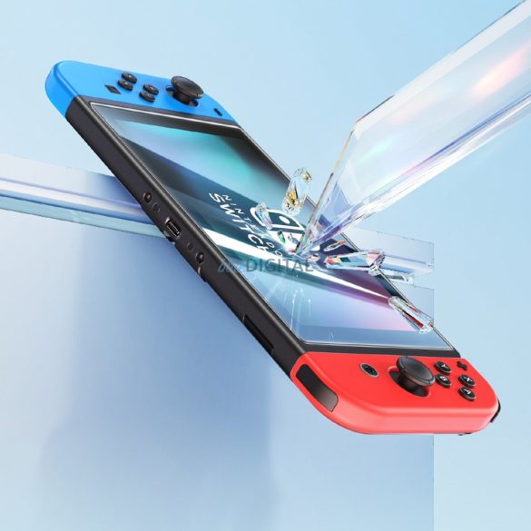 2x Baseus Crystal edzett üveg Nintendo Switch OLED 2021 + rögzítő készlet - átlátszó