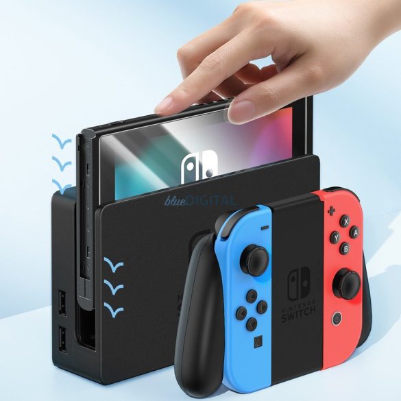 2x Baseus Crystal edzett üveg Nintendo Switch OLED 2021 + rögzítő készlet - átlátszó