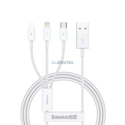   Baseus Superior Series USB-A - Type-C / Lightning / microUSB kábel 3.5A 1m - fehér
