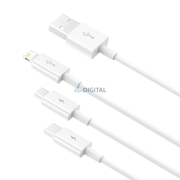 Baseus Superior Series USB-A - Type-C / Lightning / microUSB kábel 3.5A 1m - fehér