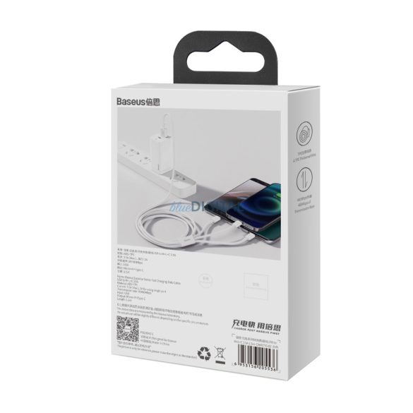 Baseus Superior Series USB-A - Type-C / Lightning / microUSB kábel 3.5A 1m - fehér
