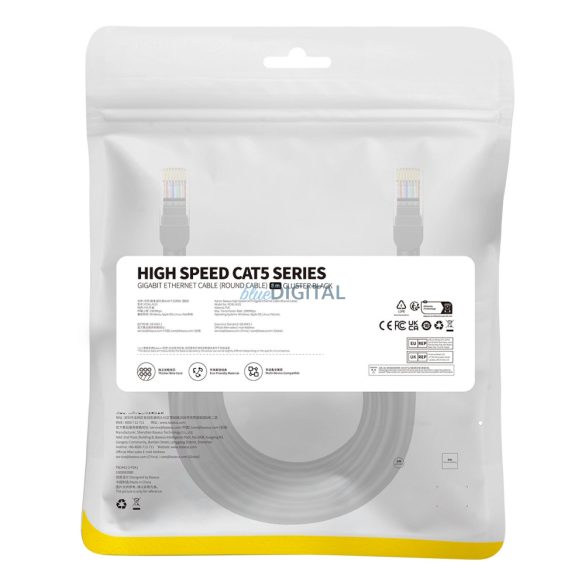 Baseus High Speed Cat 5 RJ-45 1000Mb/s Ethernet kábel 8m kör alakú - fekete