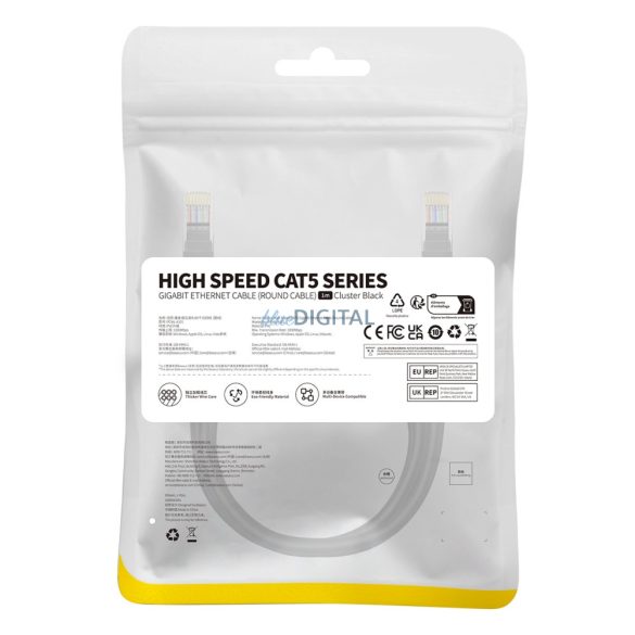 Baseus High Speed Cat 5 RJ-45 Ethernet kábel 1000Mb/s 1m kör alakú - fekete