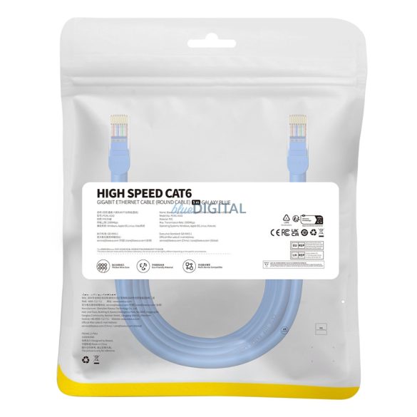 Baseus High Speed Cat 6 RJ-45 1000Mb/s Ethernet kábel 5m kerek - kék