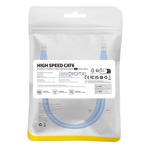 Baseus High Speed Cat 6 RJ-45 1000Mb/s Ethernet kábel 1m kerek - kék