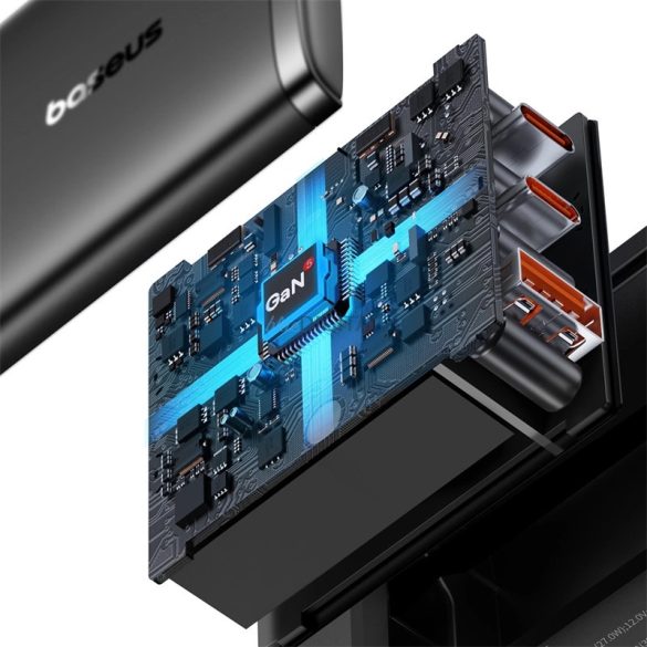 Baseus Cube Pro 65W GaN töltő 2x USB-C USB-A - fekete