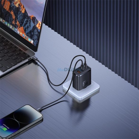 Baseus Cube Pro 65W GaN töltő 2x USB-C USB-A - fekete