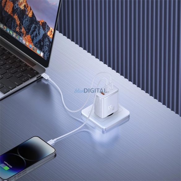 Baseus Cube Pro 65W GaN töltő 2x USB-C USB-A - fehér