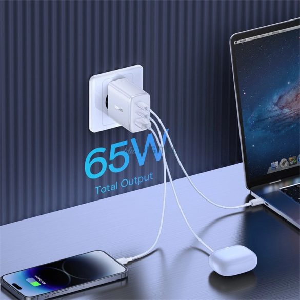 Baseus Cube Pro 65W GaN töltő 2x USB-C USB-A - fehér