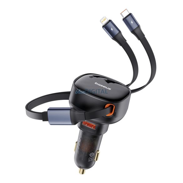 Baseus Enjoyment USB-A autós töltő USB-C / Lightning kábellel 60W - fekete