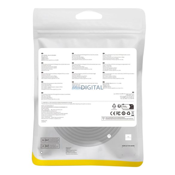 Baseus nagy sebességű Cat 8 40 Gb/s Ethernet kábel 5 m - fekete