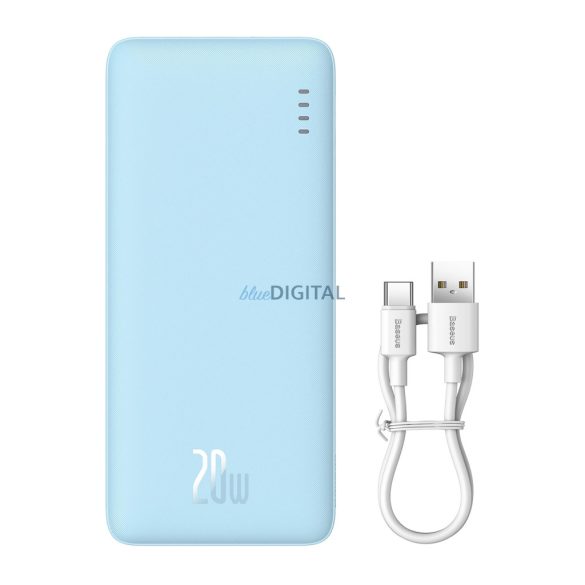 Baseus Airpow powerbank 1xUSB-A és 1xUSB-C csatlakozással + USB-A - Type-C kábellel 50 cm 20000mAh 20W 3A PD - kék