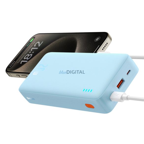 Baseus Airpow powerbank 1xUSB-A és 1xUSB-C csatlakozással + USB-A - Type-C kábellel 50 cm 20000mAh 20W 3A PD - kék