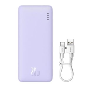 Baseus Airpow powerbank + USB-A - Type-C kábellel 0.5m 20000mAh 20W - lila