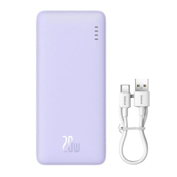 Baseus Airpow powerbank + USB-A - Type-C kábellel 0.5m 20000mAh 20W - lila