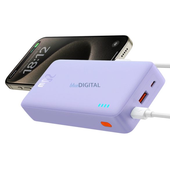 Baseus Airpow powerbank + USB-A - Type-C kábellel 0.5m 20000mAh 20W - lila