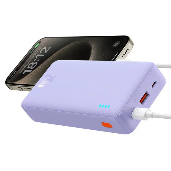 Baseus Airpow powerbank + USB-A - Type-C kábellel 0.5m 20000mAh 20W - lila