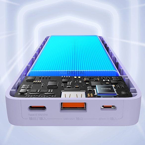 Baseus Airpow powerbank + USB-A - Type-C kábellel 0.5m 20000mAh 20W - lila