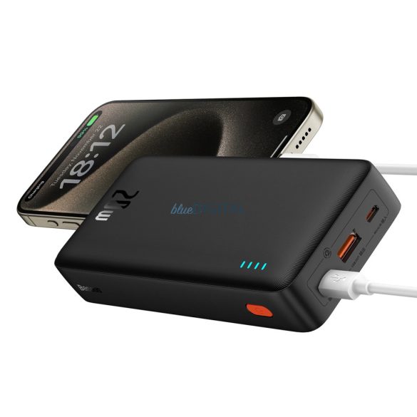 Baseus Airpow powerbank 1xUSB-A és 1xUSB-C csatlakozással + USB-A - Type-C kábellel 50 cm 20000mAh 20W 3A PD - fekete