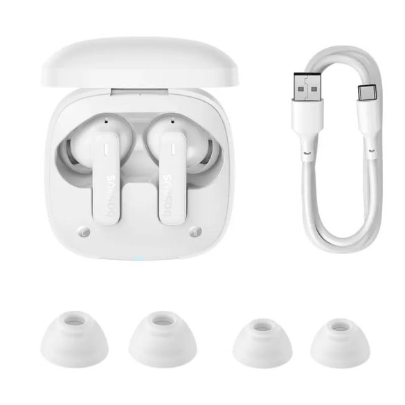 Baseus E19 TWS Bluetooth vezeték nélküli fülhallgató - fehér