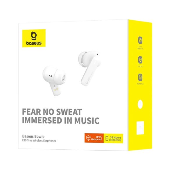 Baseus E19 TWS Bluetooth vezeték nélküli fülhallgató - fehér