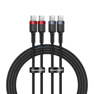 Baseus Cafule Series Type-C - Type-C kábel 100W 2 m - piros-fekete és fekete-szürke (2 db)