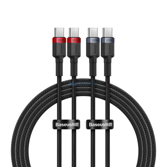 Baseus Cafule Series Type-C - Type-C kábel 100W 1 m - piros-fekete és fekete-szürke (2 db)