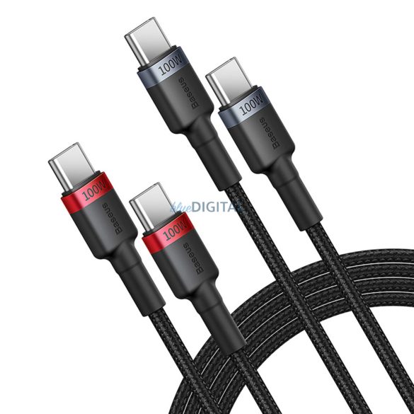 Baseus Cafule Series Type-C - Type-C kábel 100W 1 m - piros-fekete és fekete-szürke (2 db)