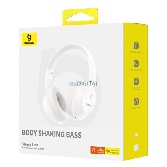 Baseus Bass 30 Max Bluetooth 5.3 vezeték nélküli fejhallgató - fehér