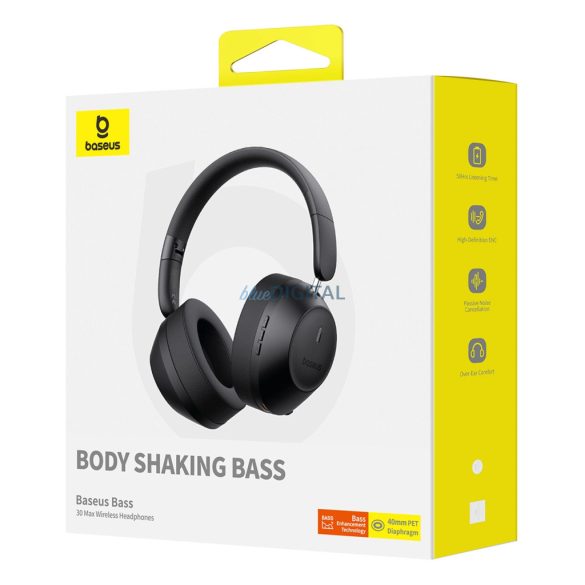 Baseus Bass 30 Max Bluetooth 5.3 vezeték nélküli fejhallgató - fekete