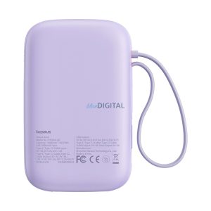 Baseus QPow 2 powerbank 1xUSB-A és 1xUSB-C csatlakozással beépített 2xType-C kábellel 10000mAh 30W 3A PD QC - lila