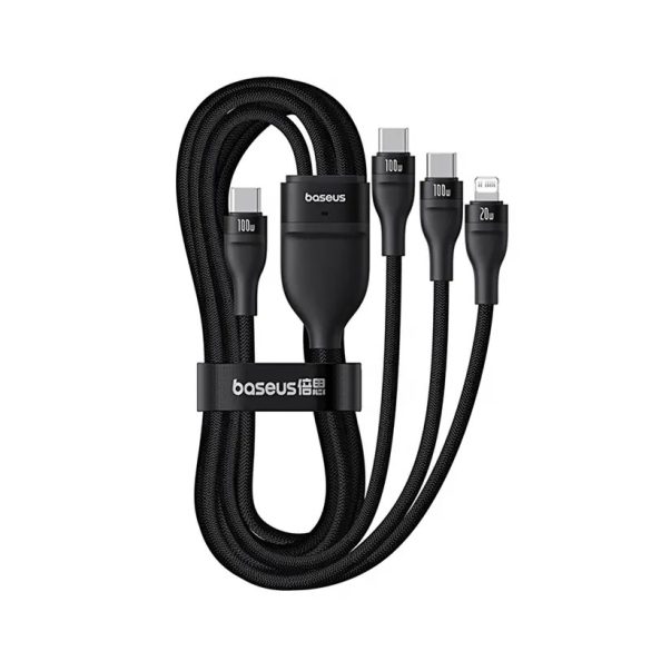 Baseus Flash Series 3 Type-C - Lightning/Type-C kábel 100W 1.5m - fekete