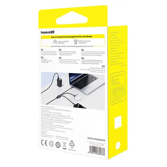Baseus Flash Series 3 Type-C - Lightning/Type-C kábel 100W 1.5m - fekete