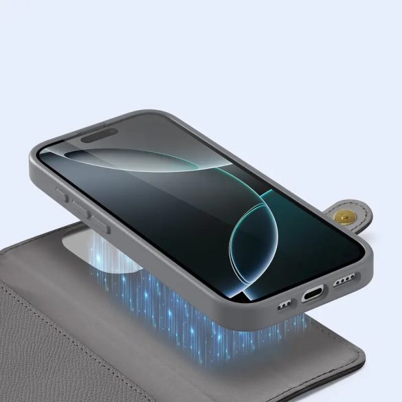Dux Ducis Lawa MagSafe-kompatibilis könyvtok iPhone 16 Pro Max - szürke