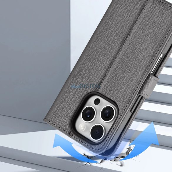 Dux Ducis Lawa MagSafe-kompatibilis könyvtok iPhone 16 Pro Max - szürke