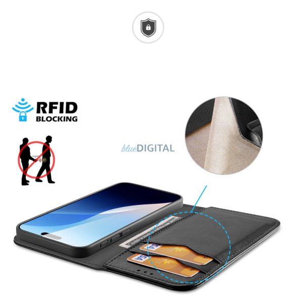 Dux Ducis Hivo könyvtok RFID védelemmel tok RFID védelemmel iPhone 16 - fekete