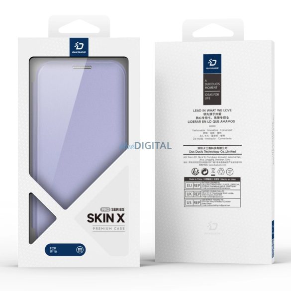 Dux Ducis Skin X Pro MagSafe könyvtok iPhone 16 - lila