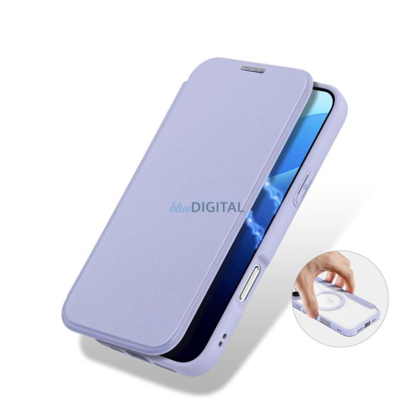 Dux Ducis Skin X Pro MagSafe könyvtok iPhone 16 Pro - lila