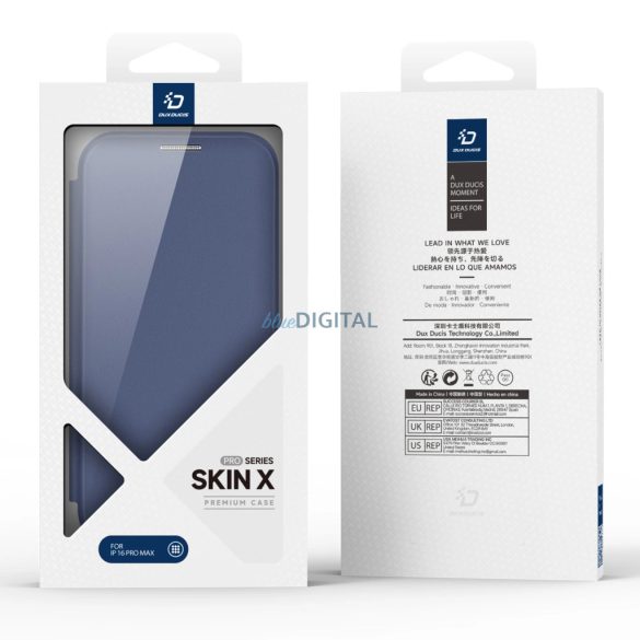 Dux Ducis Skin X Pro MagSafe könyvtok iPhone 16 Pro Max - kék