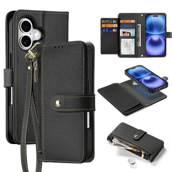 Dux Ducis Lawa könyvtok iPhone 16 - fekete