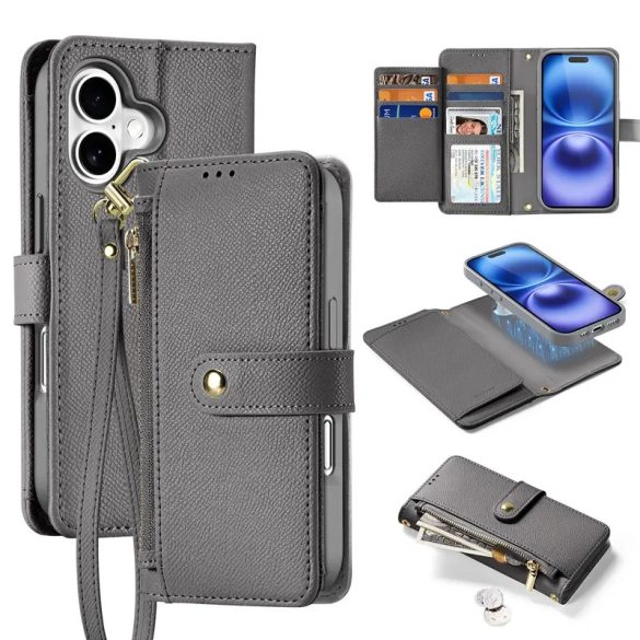 Dux Ducis Lawa könyvtok iPhone 16 - szürke