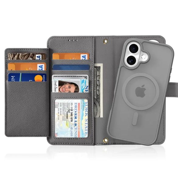 Dux Ducis Lawa könyvtok iPhone 16 - szürke